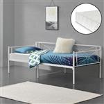 Metalen bed Alvesta met bedbodem en matras 90x200 cm wit
