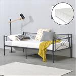 Metalen bed Alvesta met bedbodem matras 90x200 donkergrijs