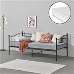 Eenpersoons slaapbank Arjeplog met matras 90x200 cm zwart