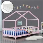 Kinderbed Treviolo met matras 90x200 cm roze en wit
