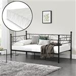 Eenpersoons slaapbank of 3-zitsbank en matras 90x200 zwart