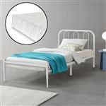 Metalen bedframe Hanko wit met matras 90x200 cm