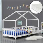 Kinderbed Treviolo met uitvalbeveiliging en matras 90x200 wit