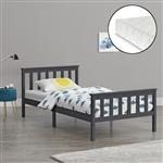 Houten bed Breda met matras 90x200 cm donkergrijs