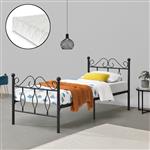 Metalen bedframe Apolda met matras zwart 90x200 cm