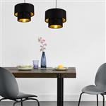 Design hanglamp Lopar 149 cm metaal en stof E27 Ø30 zwart