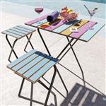 [en.casa] Bistroset Pieksämäki tuintafel met 2 tuinstoelen zwart meerkleurig en blauw