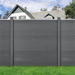 HKC Schuttingpaneel met 6 palen 183x879 cm grijs