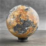 GEEN MINIMUMVERKOOPPRIJS - Prachtige bol van maligano jaspis met een kleine houten standaard Bol- 19