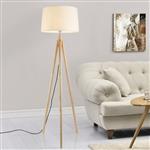 Staande lamp Tomar vloerlamp 153 cm E27 houtkleurig en wit