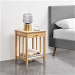 [en.casa] Bijzettafel Ranua nachtkastje bamboe 51x40x35 cm houtkleurig