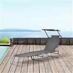 Ligbed met luifel Argozelo 186x55x24 cm donkergrijs