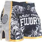 Fluory Sak Yant Tiger Muay Thai Kickboks Broek Zwart Goud MTSF66