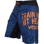Venum Fightshorts Train Hard Hit Heavy Blauw Oranje