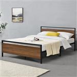 Metalen bed Finse bedframe zwart en walnootkleurig 140x200