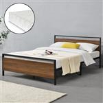 Metalen bed Finse met matras zwart walnootkleurig 140x200