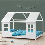 [en.casa] Kinderbed Tostedt huisbed grenen wit 90x200 cm