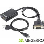 Gembird A-VGA-HDMI-01 tussenstuk voor kabels HDMI 19 pin Zwart