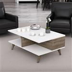 [en.casa] Salontafel Grenaa 39x90x60 cm wit en walnootkleurig
