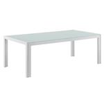 Glazen tuintafel klein metalen frame 35x100x50 cm wit