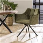 Velvet eetkamerstoel Raster draaibaar | Groen