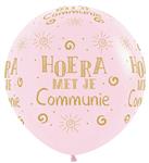 Ballonnen Hoera Met Je Communie Pastel Matte Pink 91cm 2st