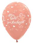 Ballonnen Alles Gute zur Hochzeit Hearts Metallic Rose Gold 30cm 25st