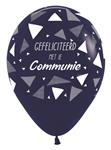 Ballonnen Gefeliciteerd Met Je Communie Triangles Navy Blue 30cm 25st