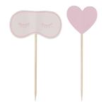 Pamper Party Cupcake Toppers Pink Card Eye Mask Shaped Cake Toppers
