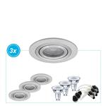 Led inbouwspot Palmer aluminium, set van 3