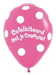 Ballonnen Communie Polka Dots Fuchsia 30cm 50st