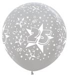 Ballonnen Number 25 Silver 91cm 2st