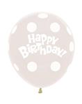 Ballonnen Birthday Dots Clear 45cm 25st