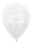 Ballonnen Just Married Hearts Pearl White 30cm 25st