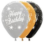 Ballonnen Happy Birthday Sparkle Elegant Mix 30cm 25st