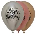 Ballonnen Happy Birthday Radiant Reflex Mix 30cm 25st