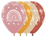 Ballonnen Happy Birthday Boho Rainbow Mix 30cm 25st