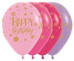 Ballonnen Happy Birthday Sparkles Party Mix 30cm 25st