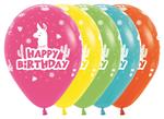 Ballonnen Happy Birthday Lama 30cm 25st