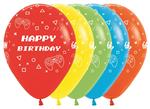 Ballonnen Happy Birthday Game On Fashion Mix 30cm 25st