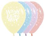 Ballonnen Happy Birthday Festival Pastel Matte Mix 30cm 25st