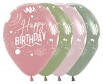 Ballonnen Happy Birthday Brush Design Mix 30cm 25st