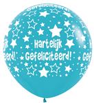 Ballonnen Hartelijk Gefeliciteerd Caribbean Blue 91cm 2st