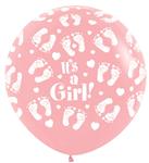 Ballonnen It's a Girl Footprint Pink 91cm 2st