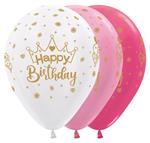 Ballonnen Happy Birthday Crown 30cm 25st