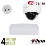 Dahua 4MP IP cameraset - WizSense - 2 dome camera's - starlight - audio - 2.8mm - 50m - ips24dd1