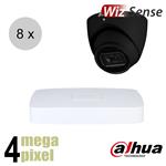 Dahua 4MP IP cameraset - WizSense - 8 turret dome camera's - starlight - audio - 2.8mm - 50m - ips84