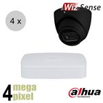 Dahua 4MP IP cameraset - WizSense - 4 turret dome camera's - starlight - audio - 2.8mm - 50m - ips44