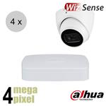 Dahua 4MP IP cameraset - WizSense - 4 turret dome camera's - starlight - audio - 2.8mm - 50m - ips44