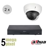 Dahua 5 megapixel CVI camerasysteem - motorzoom - WDR - starlight - 2 camera's - cvs25d2